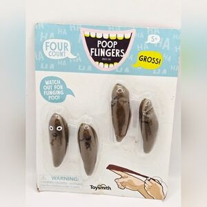 Toysmith‎ Poop Flingers Gross Gag Toy Set 4 Sticky Poop Prank Toys Funny Novelty
